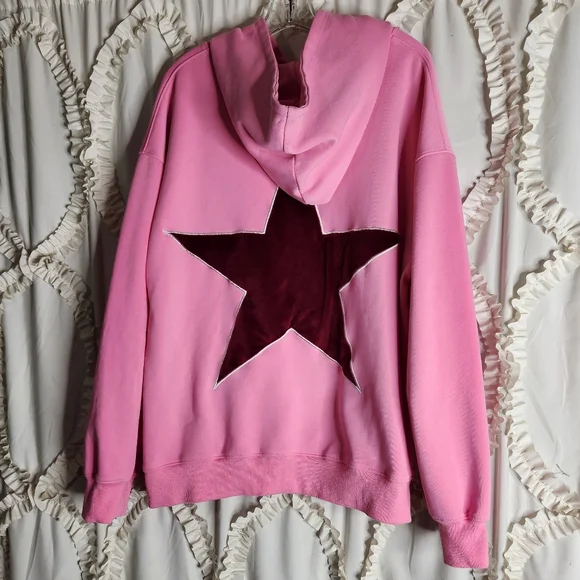 Aelfric Eden Star Print Color Contrast Hoodie Pink Size Large - Picture 4 of 6